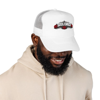 Soul Crazy Trucker Hat — Retro Rose Mesh Foam Cap