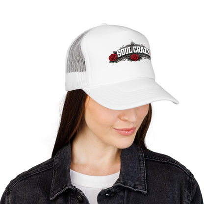Soul Crazy Trucker Hat — Retro Rose Mesh Foam Cap