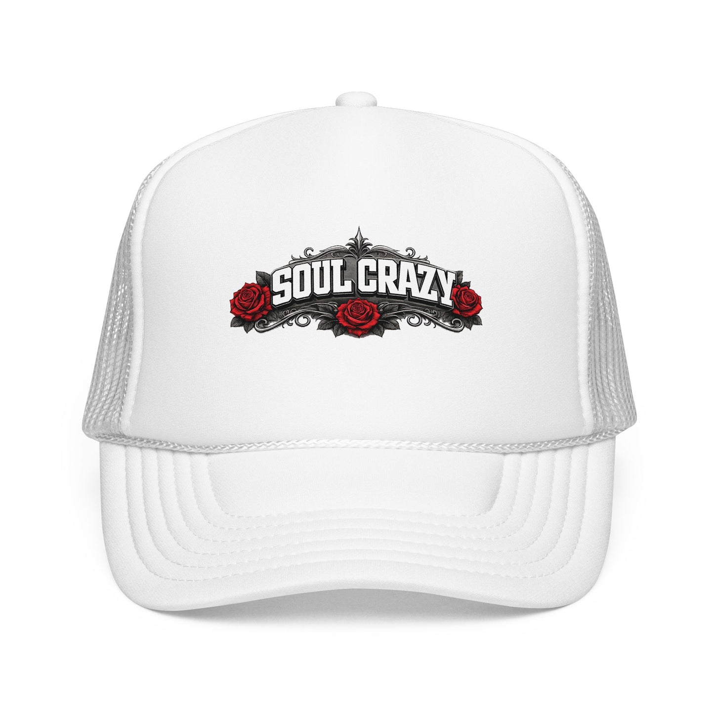 Soul Crazy Trucker Hat — Retro Rose Mesh Foam Cap