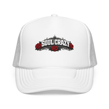 Soul Crazy Trucker Hat — Retro Rose Mesh Foam Cap