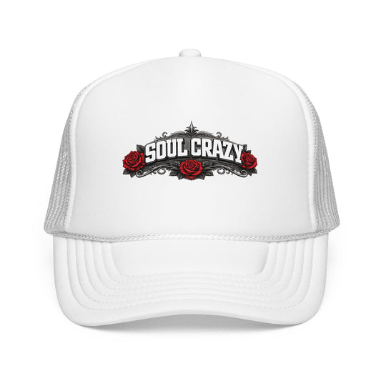 Soul Crazy Trucker Hat — Retro Rose Mesh Foam Cap