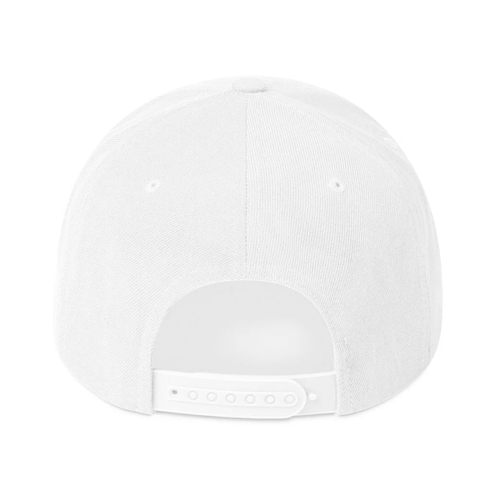 Gorra snapback blanca, vista trasera