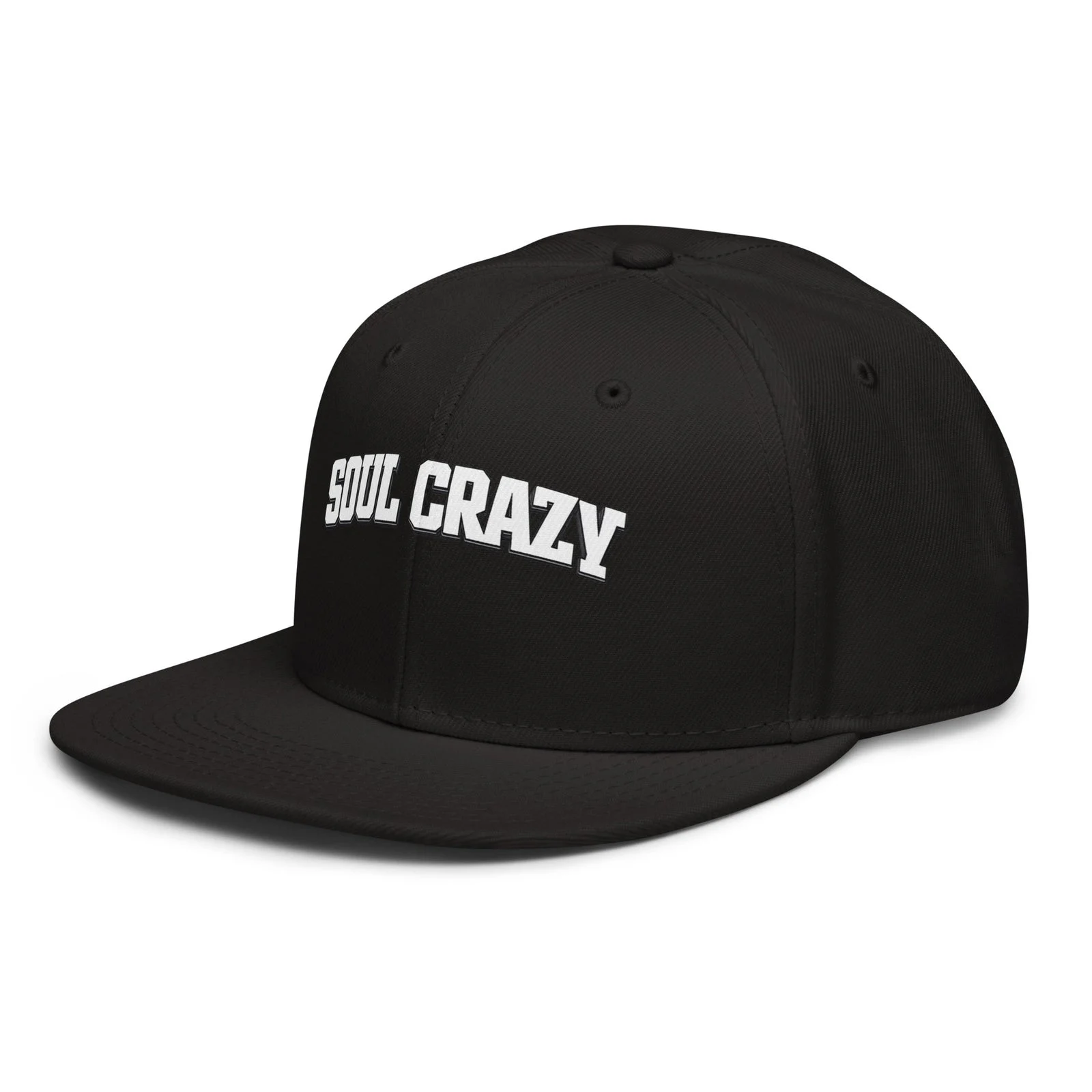 Gorra snapback negra Soul Crazy, vista de tres cuartos