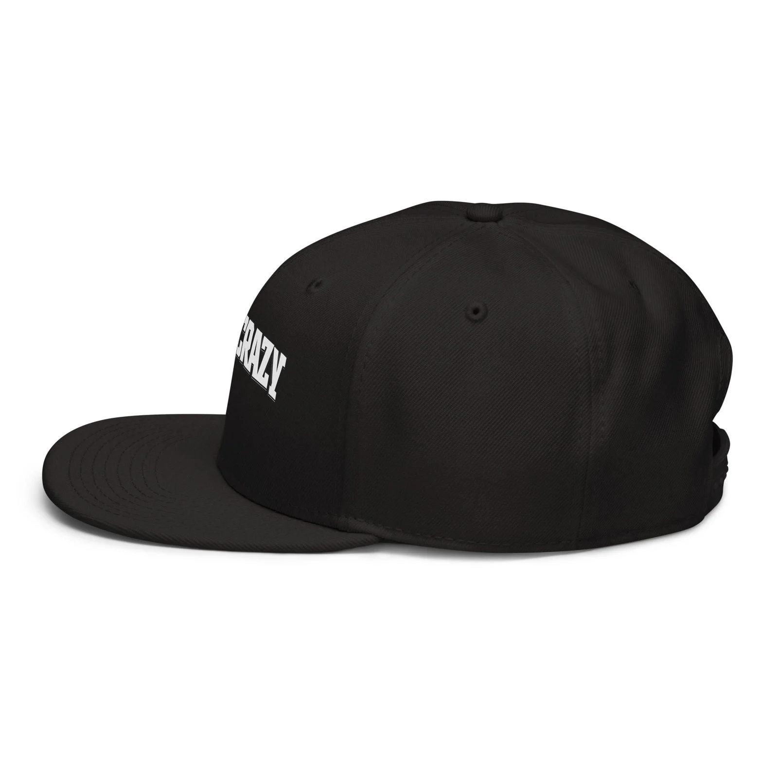 Gorra snapback negra, vista lateral