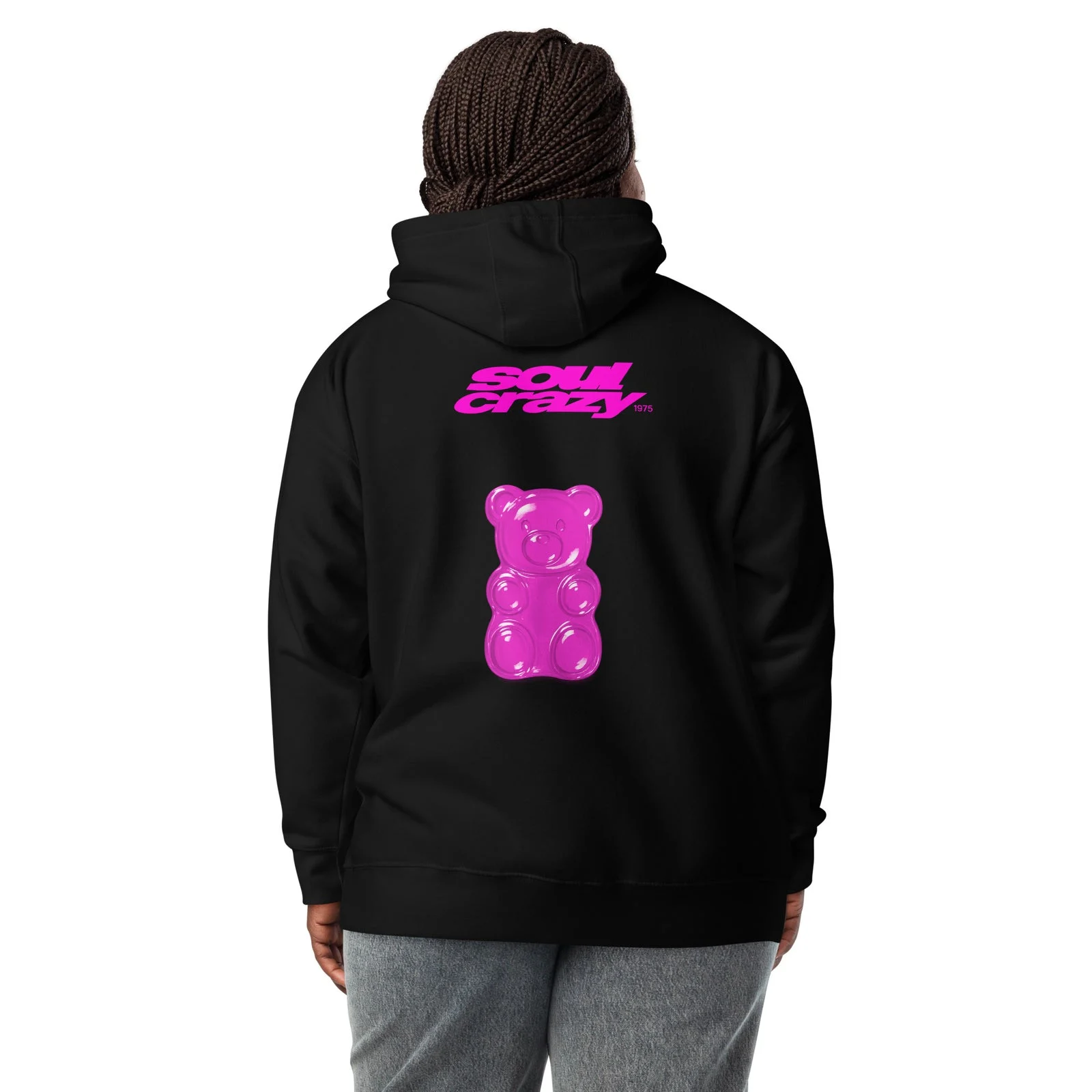 Modelo de espaldas con la sudadera Candy negra