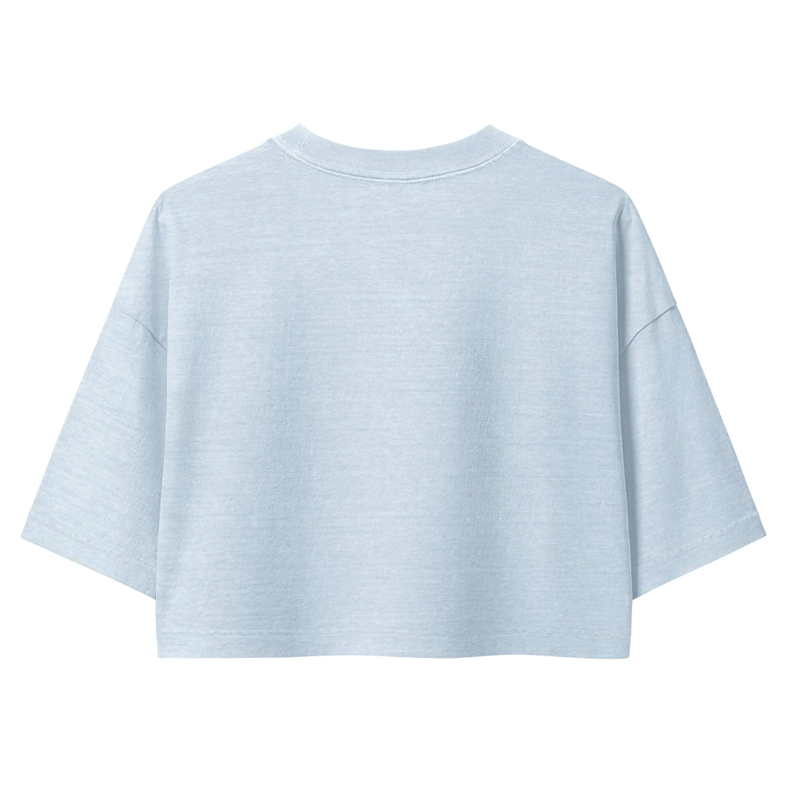 Camiseta crop azul denim lavado, vista trasera